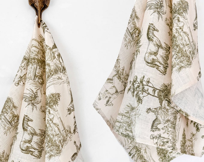 Vintage Toile Teapot Linen Towel main image 1