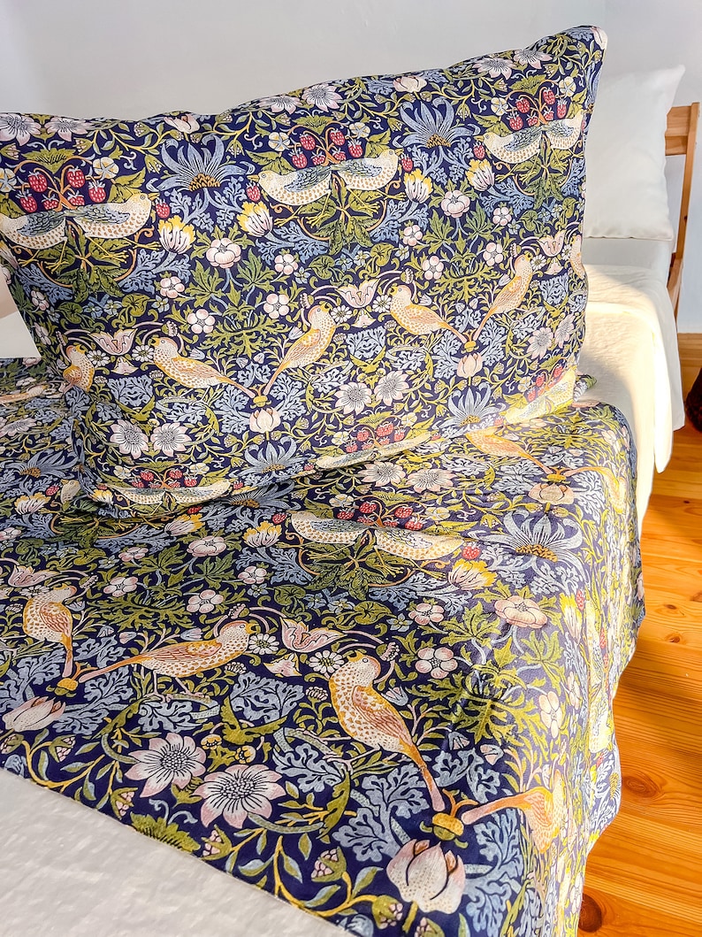 Bed Runner and Pillow Set William Morris Strawberry Thief Etsy