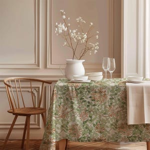 Tablecloth, William Morris, Honeysuckle, Vintage flower pattern, vintage decor, 100% linen