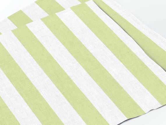 Placemats set, Green Stripes, linen placemats, 100% linen fabric