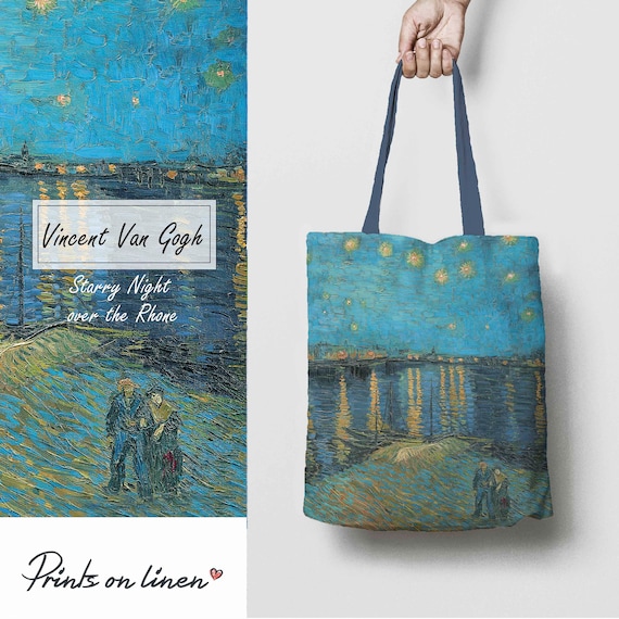Van Gogh, tote bag, linen bag, art print, birthday gift, shoulder bag, 100% linen