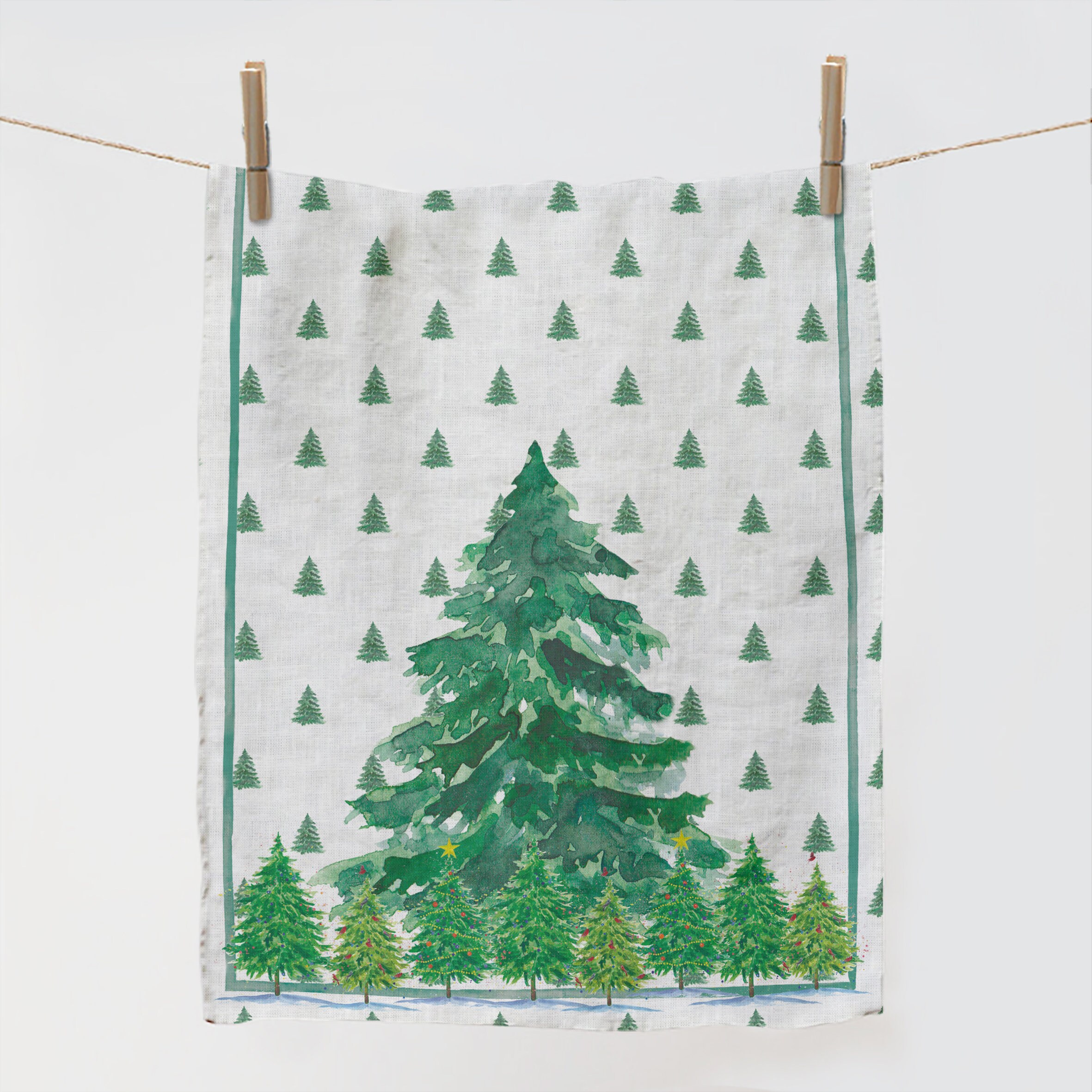 Toalla de Navidad para Cocina con Pino 🎄🎄🎄, Toalla decorada. / Christmas  tree Kitchen Towel. 