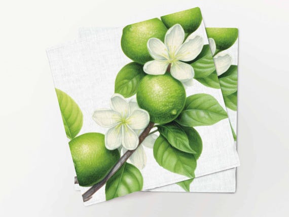 Napkins set, Lime Blossom, linen napkins, 100% linen