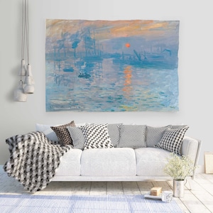 Impression, Rising Sun, Claude Monet, Wall Tapestry, Wall Hanging, Art Home Decor, Linen wall tapestry, 100% linen, Europe