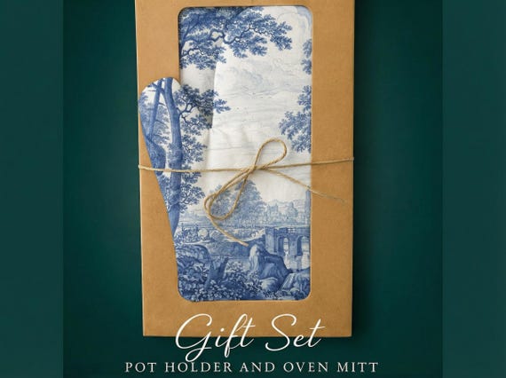 Linen Pot Holder and Oven Mitt Gift Set, Frederik van Frytom Landscape Art