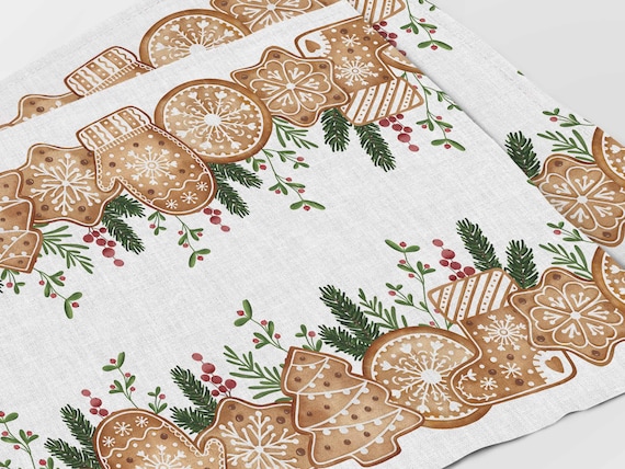 Placemats set "Christmas Cookies", Christmas decorations, Christmas gift, Holiday decor, Christmas print, 100% linen, Christmas Ornaments