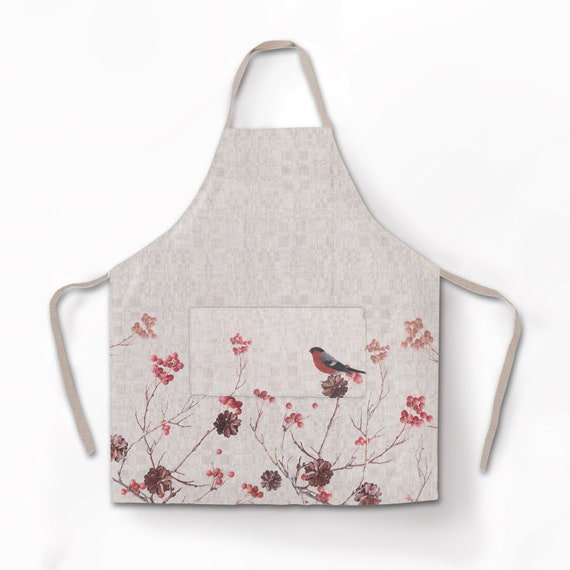 Apron, Guelder rose, Cranberry, Christmas gift, Chef gift, 100% linen, Housewarming gift, personalized gift, gift for her, gift for mother