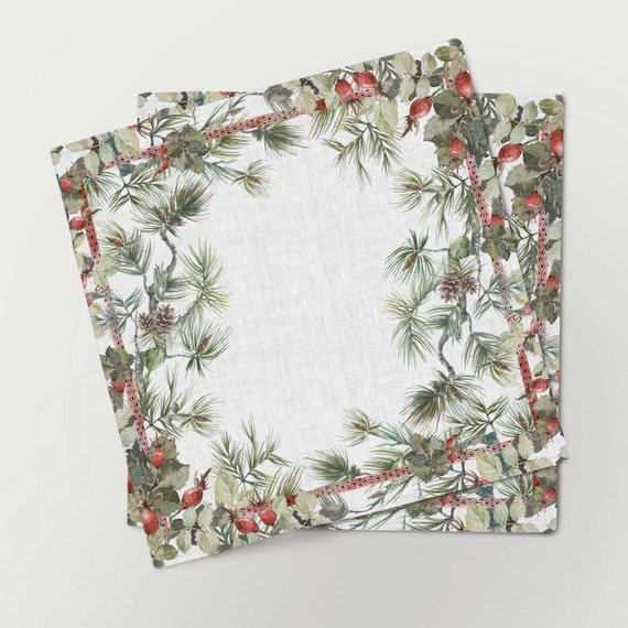 Christmas napkins set, linen napkins, 100% linen, Christmas linens, fabric napkins