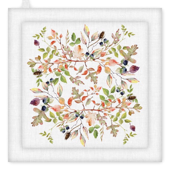 Pot Holder, Autumn, kitchen accessory, linen pot holder, kitchen decoration