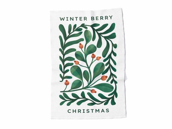 Linen towel, Winter Berry, 100% linen, fabric towel