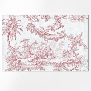 Placemats, Toile de Jouy, placemats set of 4, placemats set of 6, fabric placemats, linen placemats, placemats set Red