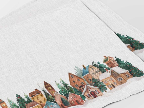 Placemats set, Holiday Homes, Christmas decorations, Christmas gift, Holiday decor, Christmas print, 100% linen, Christmas Ornaments
