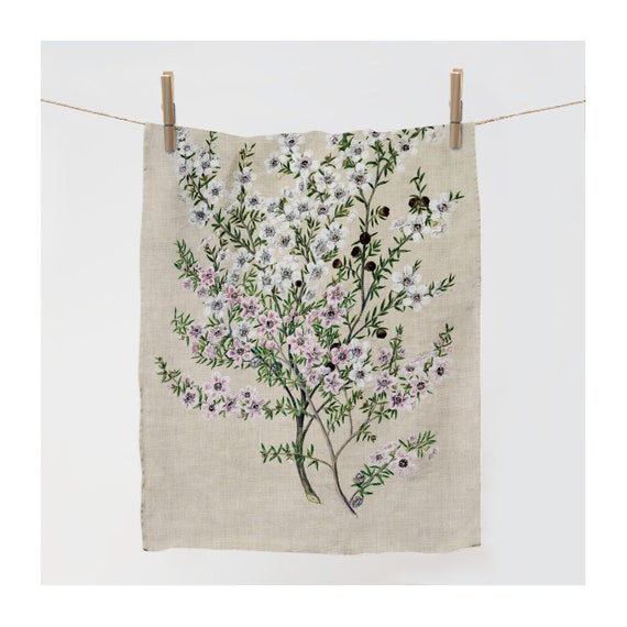 Linen towel, Antique plant Manuk, Sarah Featon (1848-1927), kitchen towel, dish towel, botanic print towel, 100% linen, hand towel