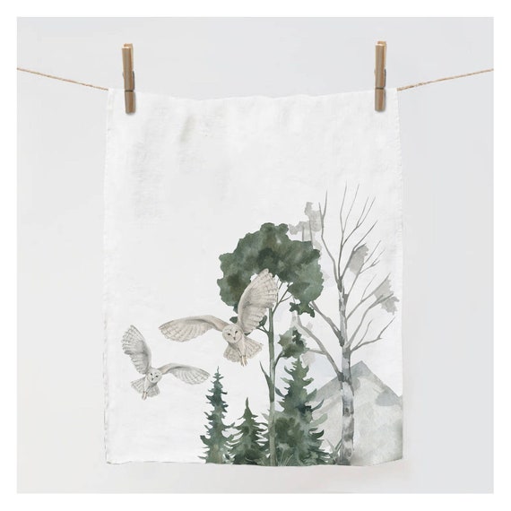 Kitchen towel, Wildlife Winter Landscape, Winter towel, Christmas towel, Holiday decor, dish towel, Christmas decorations