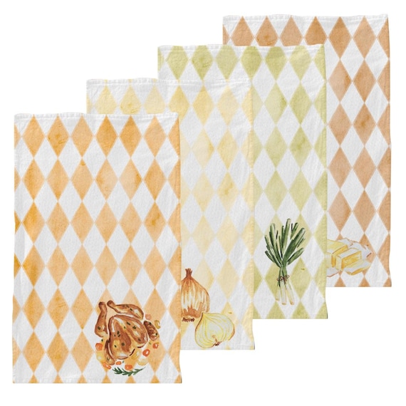 Linen Kitchen Towel Set, Sunday Chicken Roast, Hostess Gift