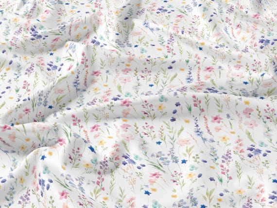 Linen fabric, Watercolor Meadow, Fabric by yard, Fabric by meters, 100% linen, Fabric wholesale, Crafting fabric