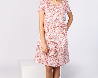 Linen Dress, William Morris Arcadia Print, Short Sleeve