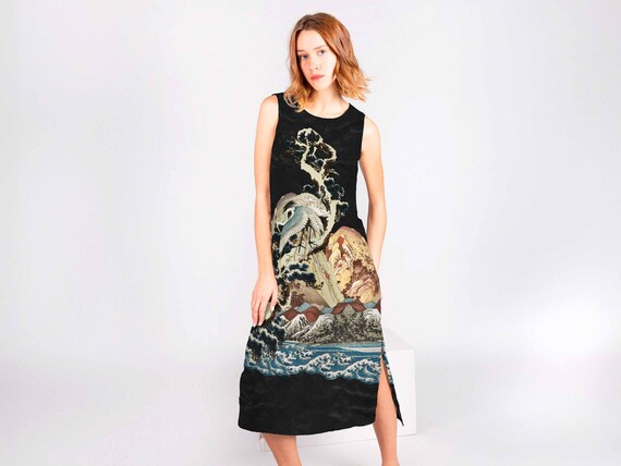 Maxi linen women dress, linen women dress, maxi dress, 100% linen, Japan dress, Hokusai dress, boho dress, wholesale dress, linenislove