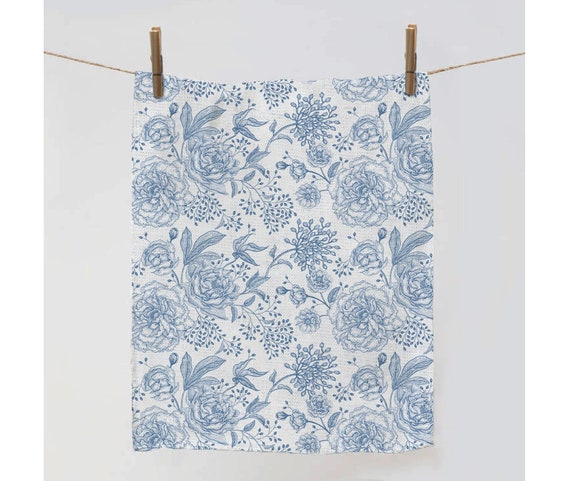 Towel, Floral Vintage, dish towel, towel with hook, wholesale towel, hand towel, linen dish towel, 100% linen