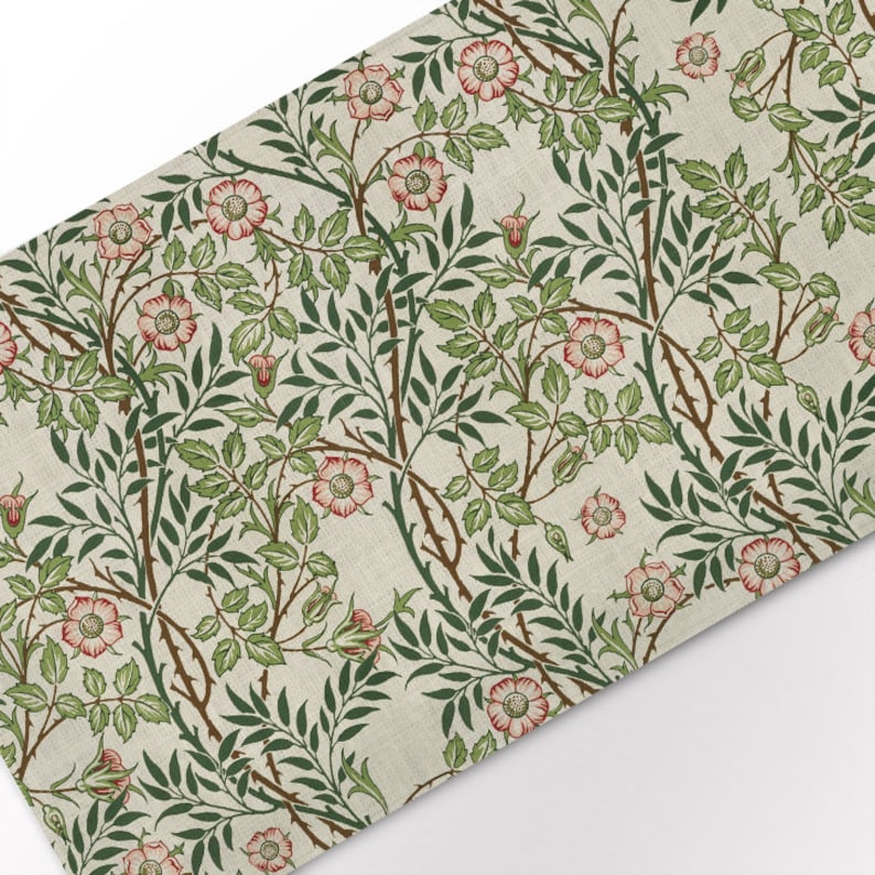 Tischläufer, William Morris, Sweet Briar, 19x56, Vintage Tischläufer, 100% Leinen, Leinentischblatt, maßgefertigter Tischläufer Bild 9