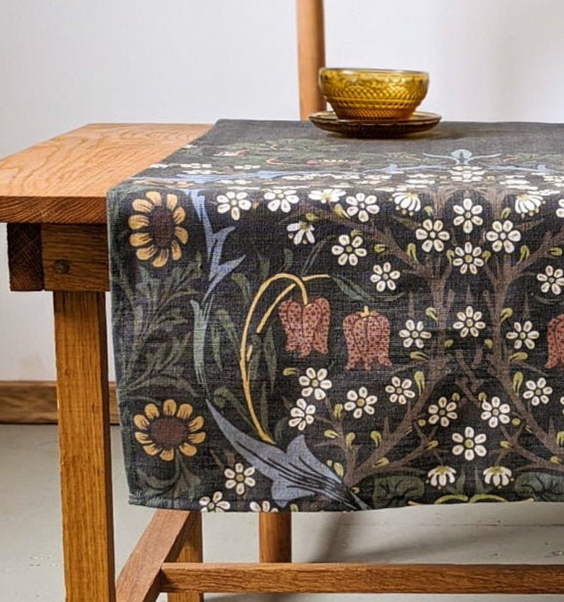 Table Runner Blackthorn William Morris Linen Table Runner Etsy Ireland