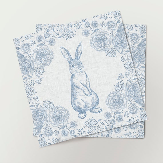 Linen napkins, Easter Bloom, Robert, Toile rabbit, Easter napkins, Easter elegance, 100% linen, Easter brunch, Easter table decor