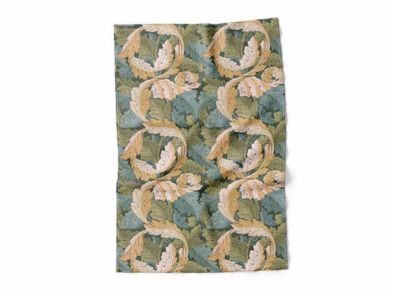 Kitchen towel, William Morris, Acanthus, tea towel, linen towel, towel with hook, 100% linen, gift idea, linen kitchen towel