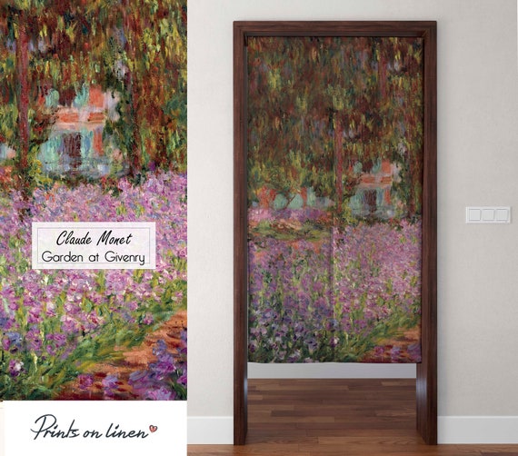 Noren curtain, Claude Monet, Japanese Noren, door curtain, 100% linen, panel curtain, closet cover, window curtains linen