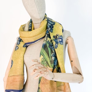 Scarf, Vincent van Gogh, Irises, Linen scarf, 100% linen, Women scarf, Gift For Her, Van Gogh scarf, wholesale prices