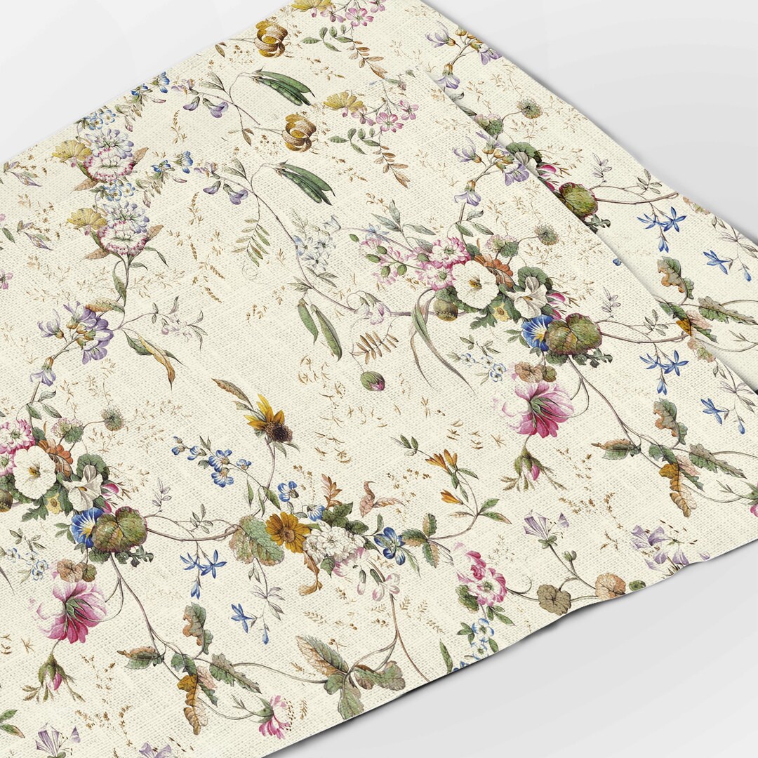 Placemats Set 4 or 6, Botanical Print, William Kilnburn, Textile, Linen