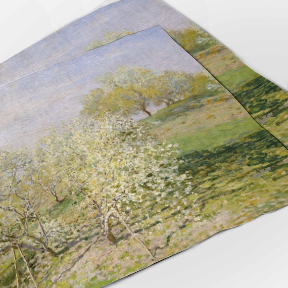 Placemats set, Spring, Claude Monet, linen placemats, 100% linen, Easter placemats, Spring placemats, Monet placemats, Linenislove