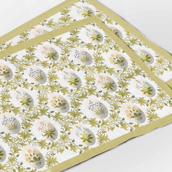 Easter placemats, William Morris, Celandine, Easter eggs,  Placemats set (4 or 6), 100% linen, Easter decor, linen placemats, Easter linens