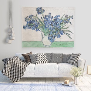 Vincent van Gogh, Irises 1890, wall tapestry, custom size, living room decor, wall art print, Van Gogh print, 100% linen