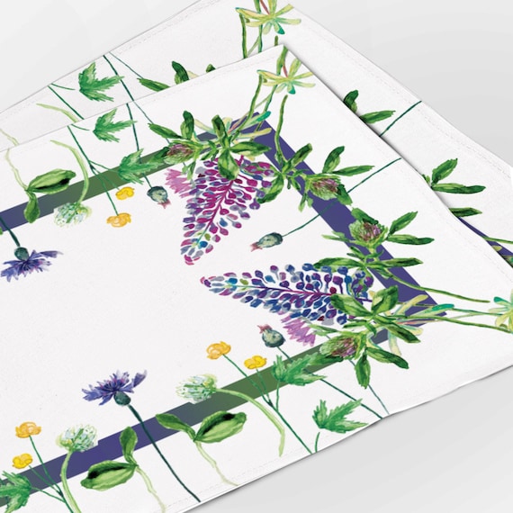 Placemats, Lupines,(4 or 6) Placemats Set, Lunch Placemats, placemats flowers, Christmas gift, wedding decor, gift for her, gift for mom