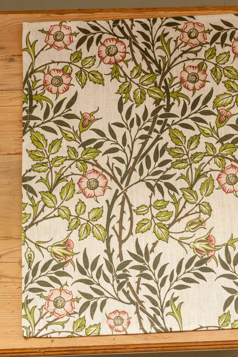 Tischläufer, William Morris, Sweet Briar, 19x56, Vintage Tischläufer, 100% Leinen, Leinentischblatt, maßgefertigter Tischläufer Bild 6