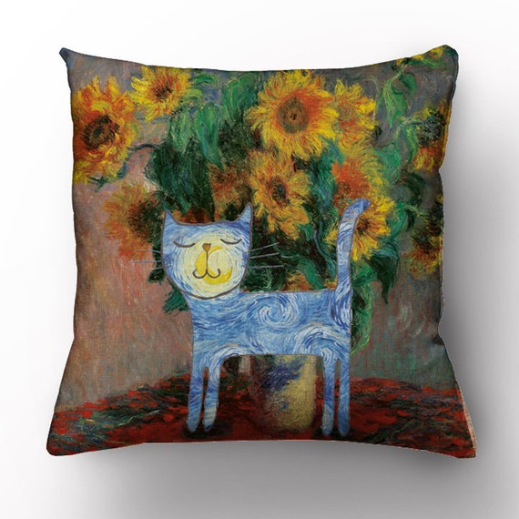 Van Gogh, Cushion cover, cat, cats lover, cushion, decorative pillows, throw pillow, pillow cover, pillow case, home decor, vintage style