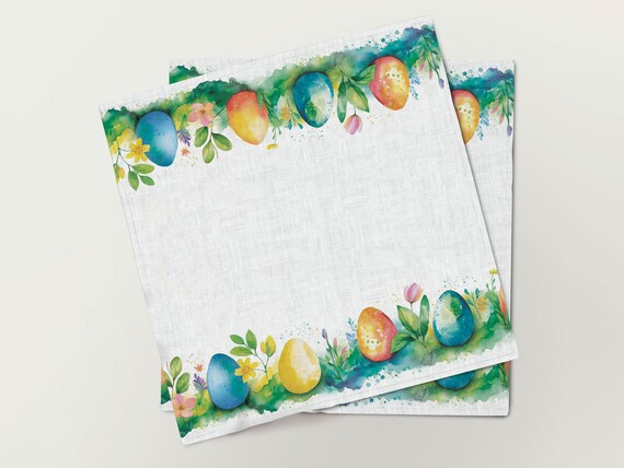 Napkins set, Easter Glow, Easter napkins, Easter decor, Easter eggs wreath, linen napkins, 100% linen