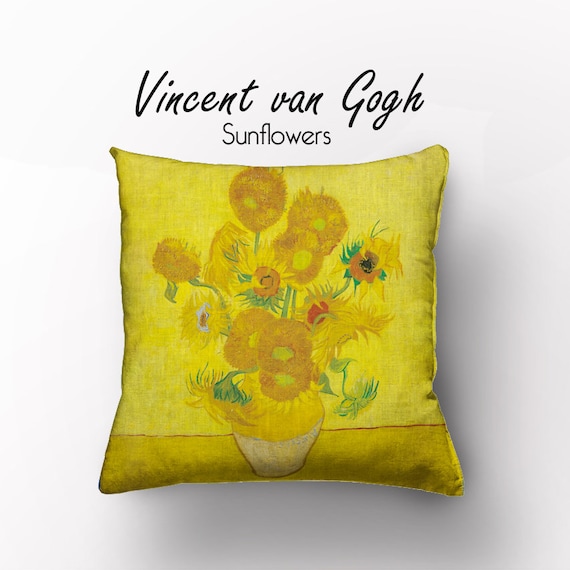 Pretty linen 45x45cm cushion cover Van Gogh /'Sunflowers/'
