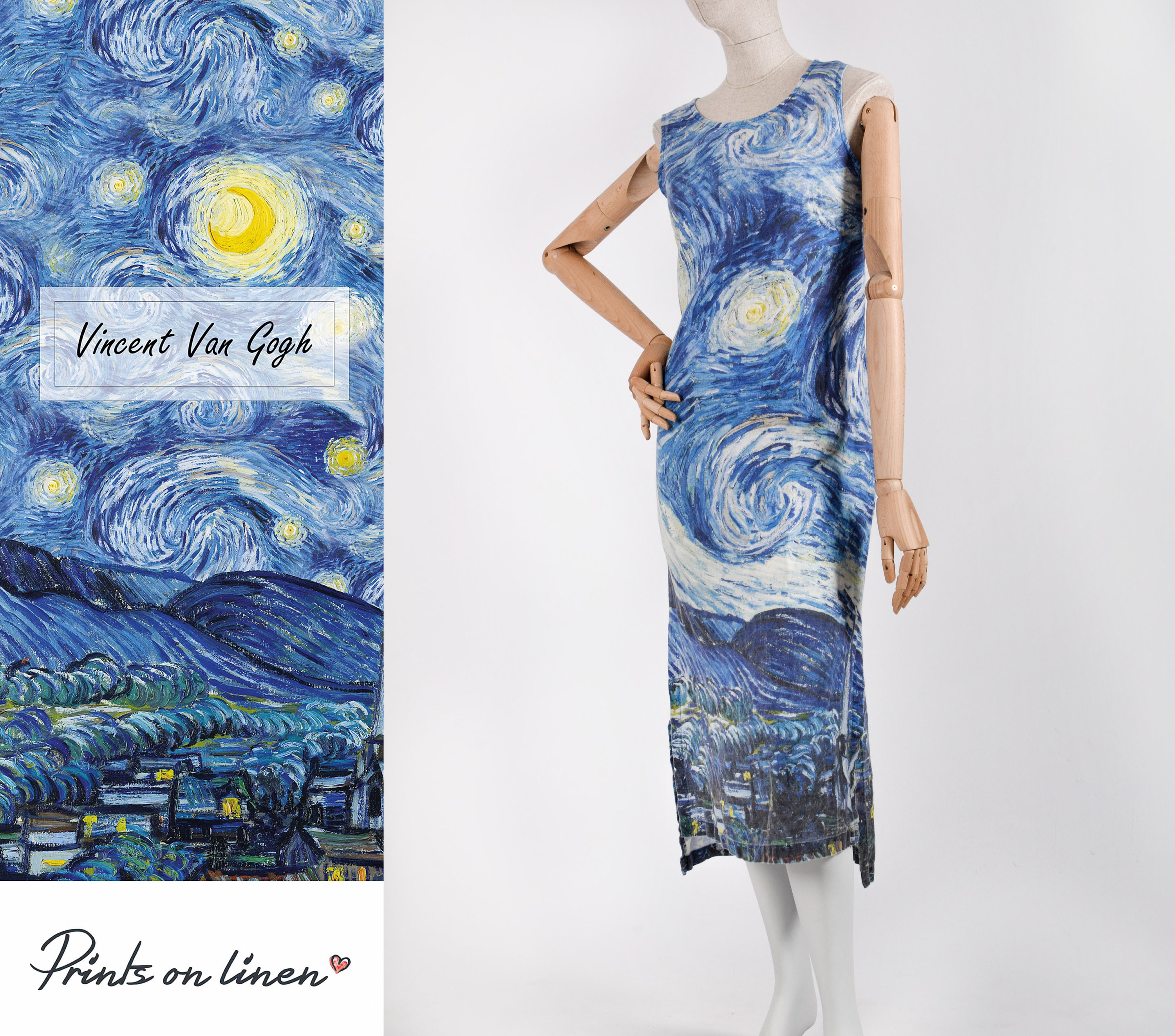 HØGHHEIM 1889 Kimono Accappatoio La notte stellata Accappatoio Abbigliamento Abbigliamento genere neutro per adulti Pigiami e vestaglie Vestaglie Stampa digitale Accappatoio Vincent van Gogh 