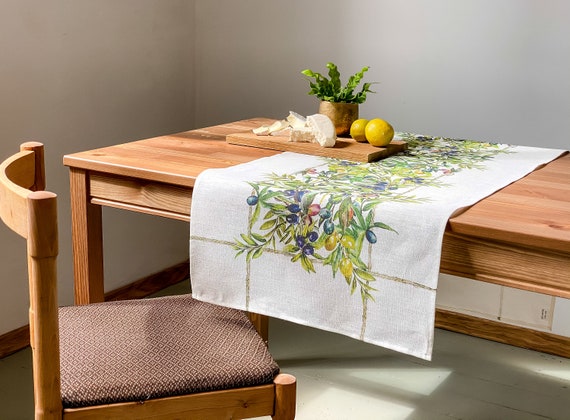 Table Runner Olives Housewarming Gift Summer India Table Runner Olives Housewarming Gift, Dining Table Linen Ideas