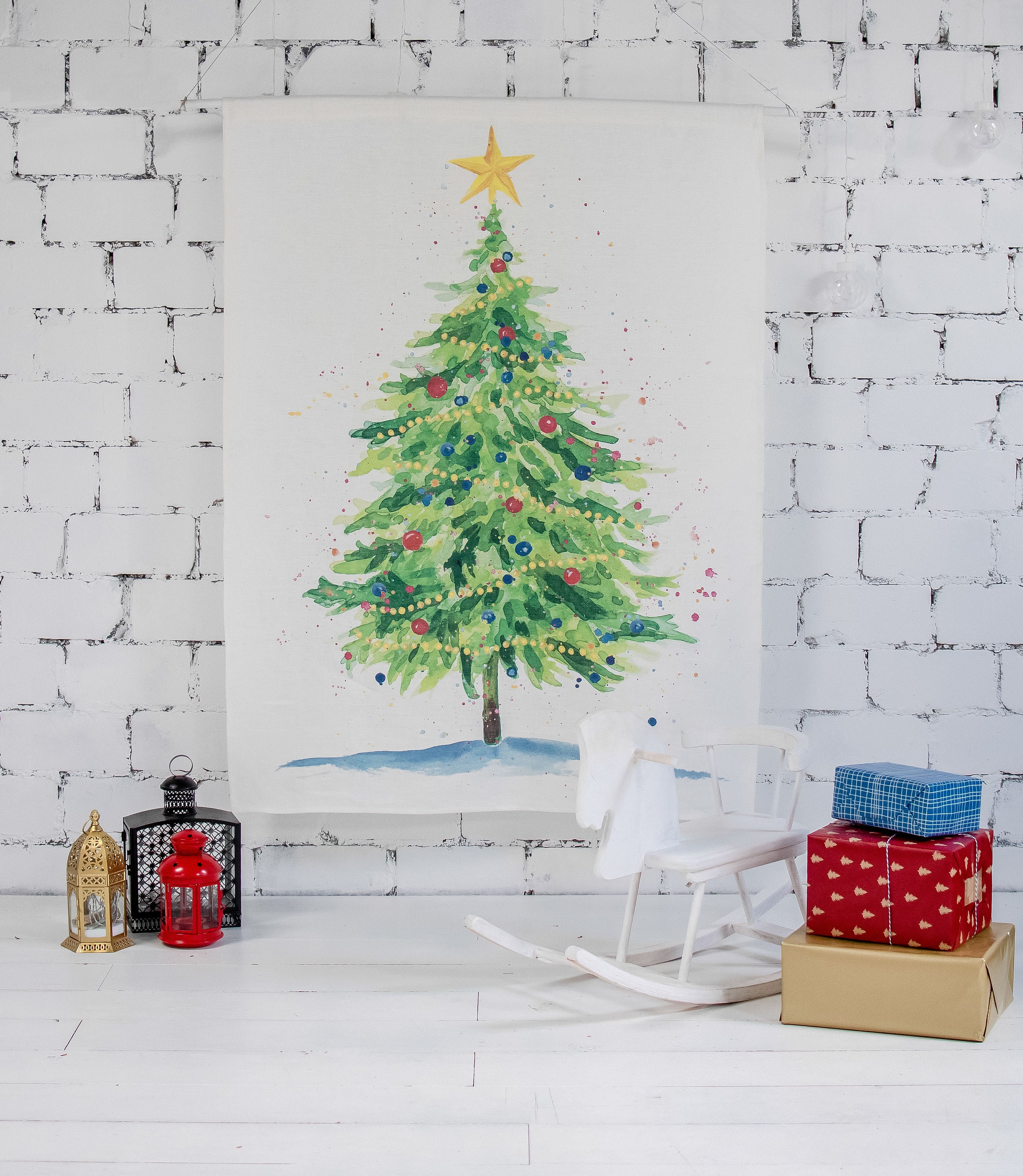 Christmas tree, Tapestry, tree decor, Christmas decor, Holiday tapestry, holiday decor 