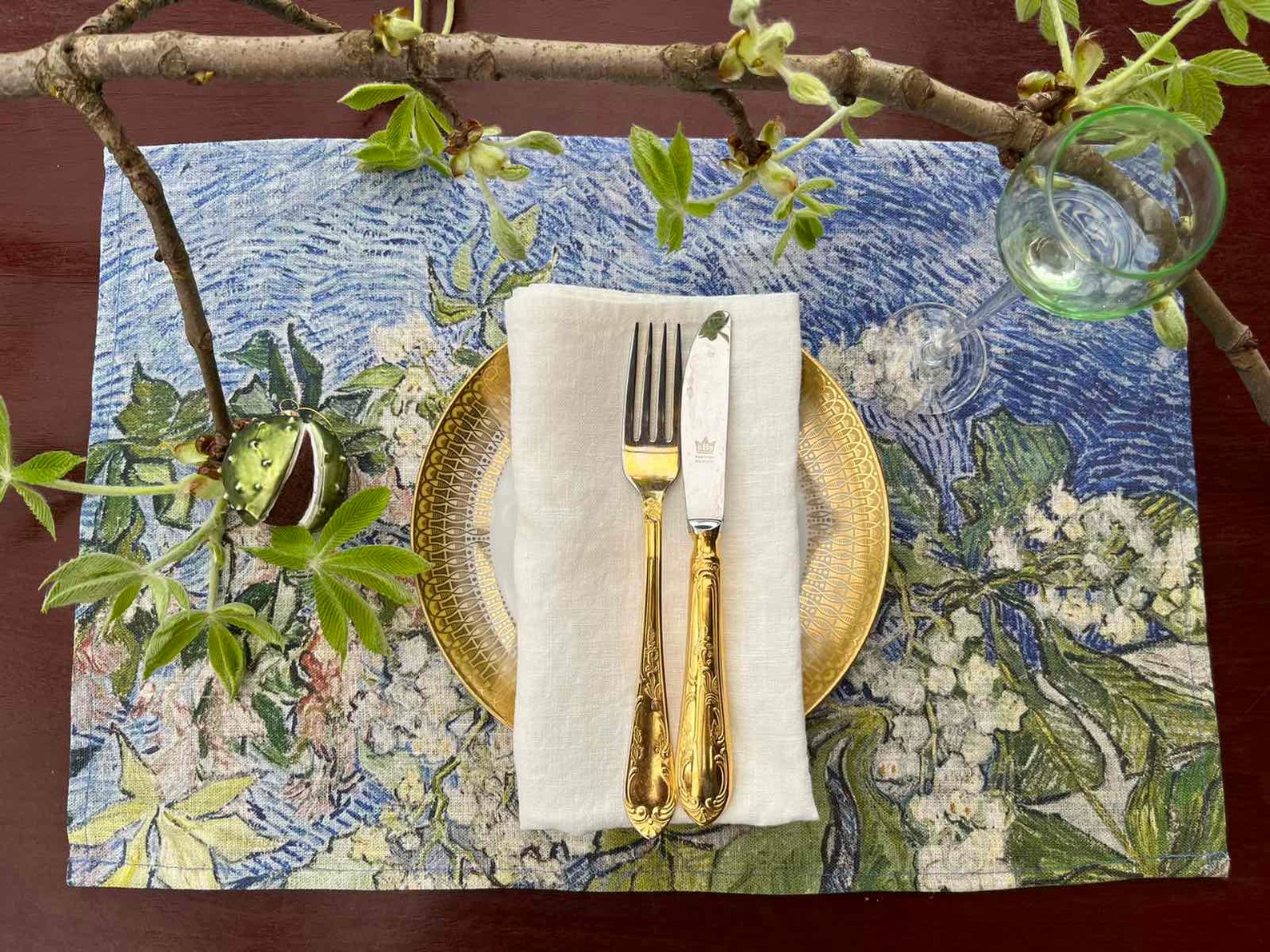 Placemats Set Vincent Van Gogh Blossoming Chestnut Branches Etsy