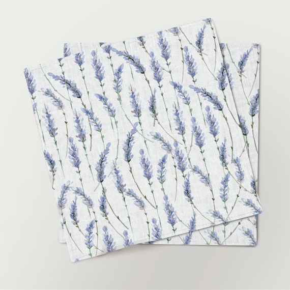 Linen napkins, watercolor lavender, floral napkins, lavender napkins, purple flowers, flowers napkins, fabric napkins, 100% linen