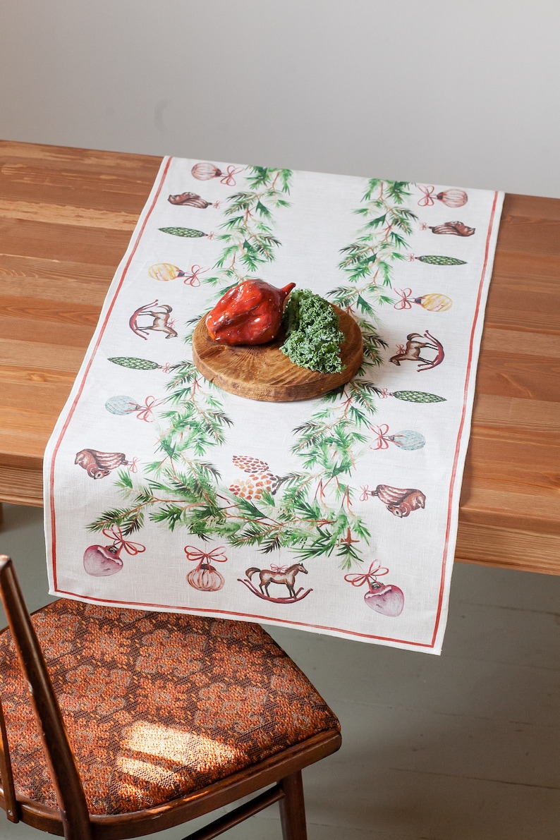 Christmas Table Runner Table Runner Linen Table Runner Etsy