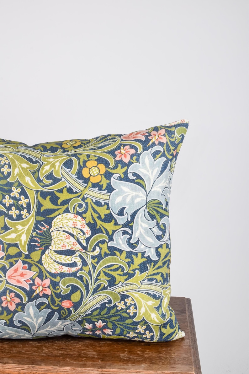 Cushion cover, Golden Lily, William Morris, Cushion for sofa, linen pillow, 100% linen, 18x18, pillow with zipper image 2