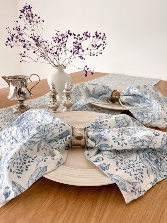 Napkins set, Floral vintage, 100% linen, napkins cloth, fabric napkins, napkins for wedding, custom napkins, dinner napkins