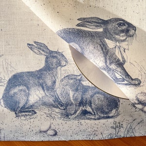 Easter placemats, Toile de Jouy Rabbit, linen placemats, Easter table decor, Easter rabbit, Toile de Jouy, 100% linen, Europe image 3