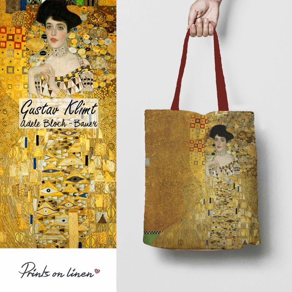 Tote bag, Gustav Klimt, Adele, linen bag, art print, custom tote, Klimt tote, Art print bag, 100% linen fabric