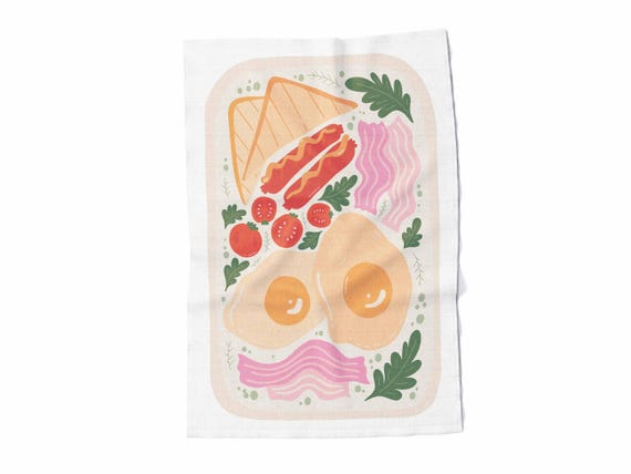 Kitchen towel, Breakfast, modern kitchen decor,  linen towel, hand towel, 100% linen