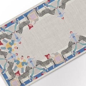 Table runner, Circus, Maxfield Parrish, Vintage party decor, Zebra, Clown, vintage kids party, party decor
